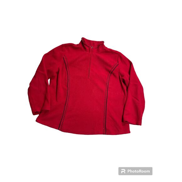 Coldwater Creek Women's Size XL Fleece Jacket Quarter Zip Top Red Pullover - Picture 1 of 9